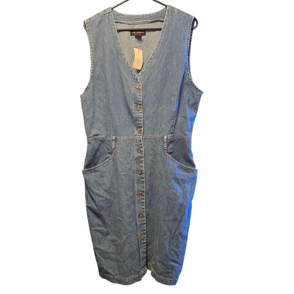 Vintage Gloria Vanderbilt denim jean dress NWT size large - Picture 1 of 6